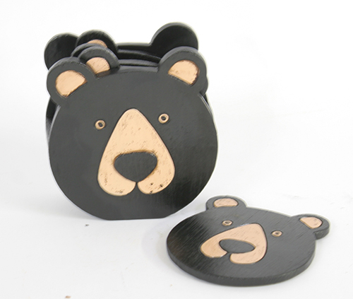 X9486 Bear Head Coaster Set