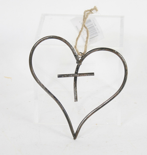 14410 Metal Heart & Cross Ornament